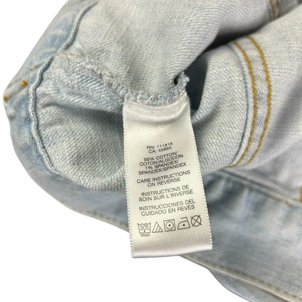 MK Michael Kors Jean Jacket Women Size XS Light Blue Stone Wash Button Up Denim